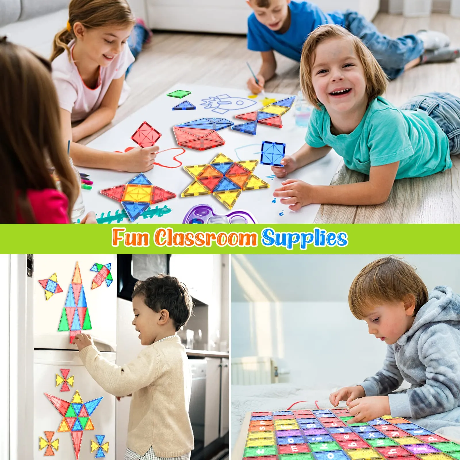 100PCS Magnetic Tiles Kids Toys STEM Magnet Toys for Toddler Magnetic Blocks Building Toys Preschool Learning Sensory Montessori Toys for 3  Year Old Boys and Girls, Safe Creativity Toddler Kids Toys