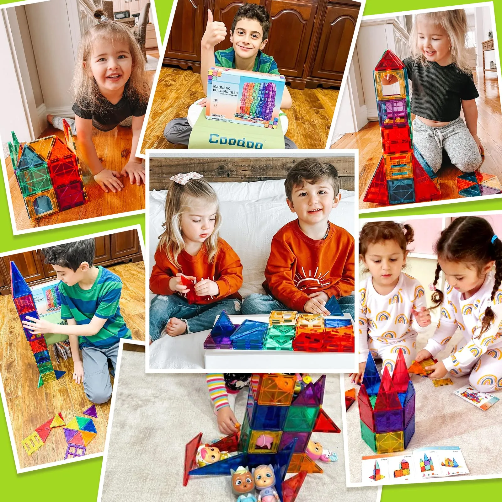 100PCS Magnetic Tiles Kids Toys STEM Magnet Toys for Toddler Magnetic Blocks Building Toys Preschool Learning Sensory Montessori Toys for 3  Year Old Boys and Girls, Safe Creativity Toddler Kids Toys