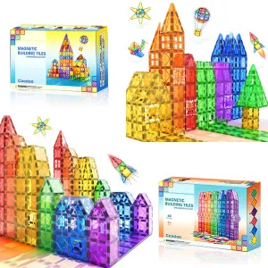 100PCS Magnetic Tiles Kids Toys STEM Magnet Toys for Toddler Magnetic Blocks Building Toys Preschool Learning Sensory Montessori Toys for 3  Year Old Boys and Girls, Safe Creativity Toddler Kids Toys