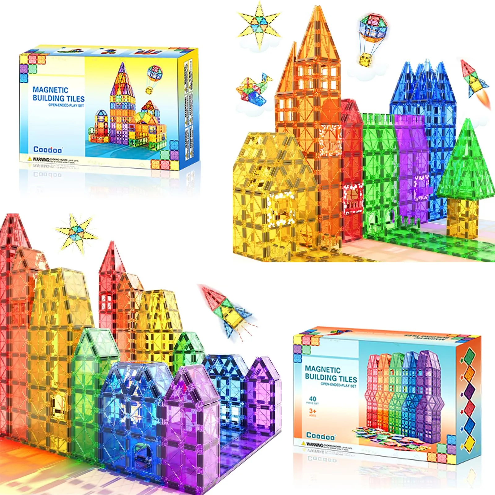 100PCS Magnetic Tiles Kids Toys STEM Magnet Toys for Toddler Magnetic Blocks Building Toys Preschool Learning Sensory Montessori Toys for 3  Year Old Boys and Girls, Safe Creativity Toddler Kids Toys