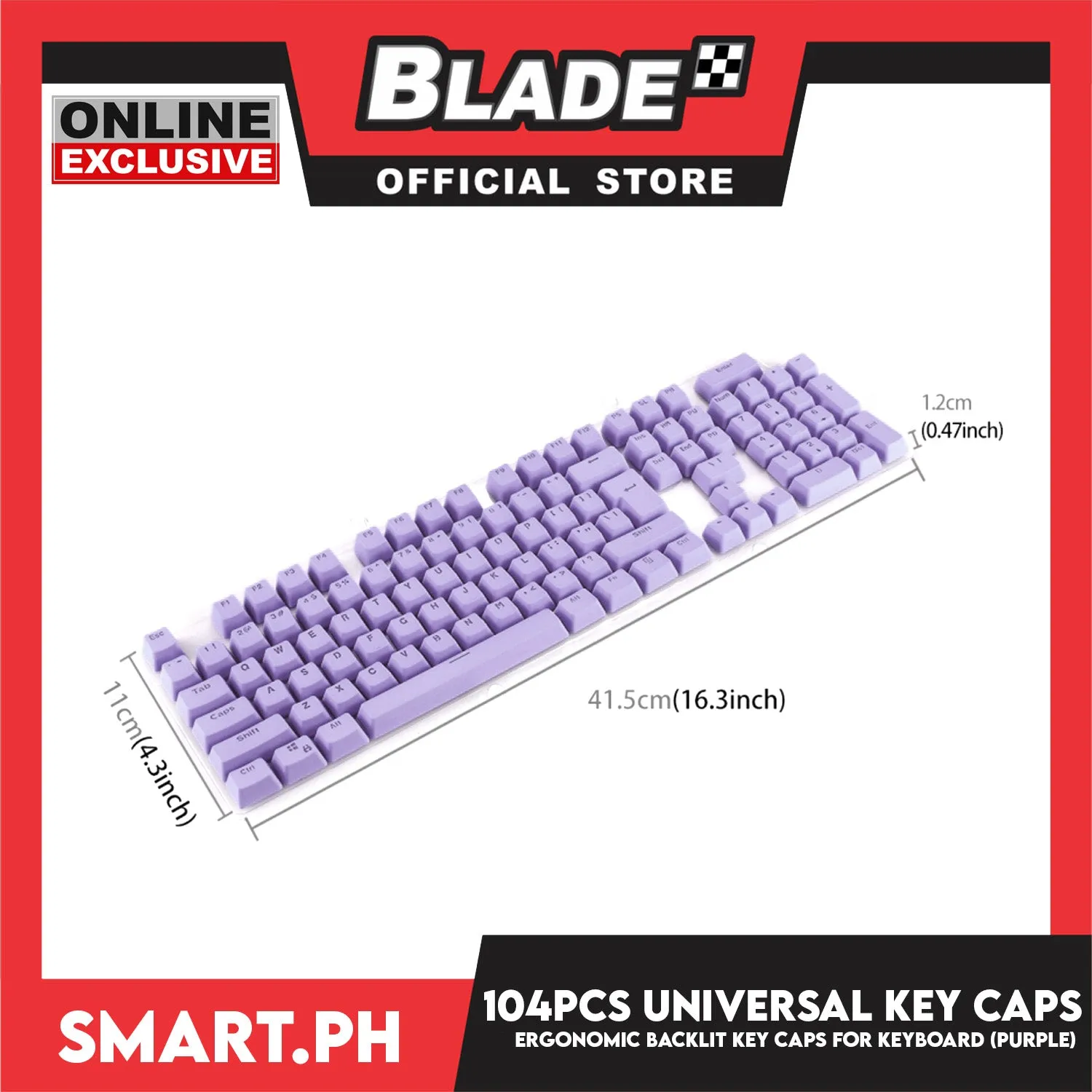 104 Key Caps Universal Ergonomic Backlit Key (Purple) for Mechanical Keyboard