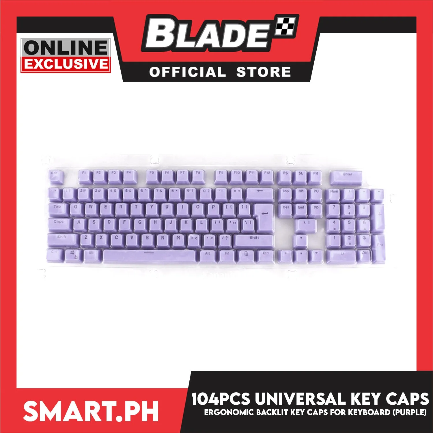 104 Key Caps Universal Ergonomic Backlit Key (Purple) for Mechanical Keyboard