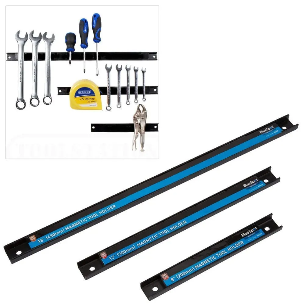 3Pc Magnetic Bar Tool Holder Storage Rack System Organiser Rails 8" 12" & 18"