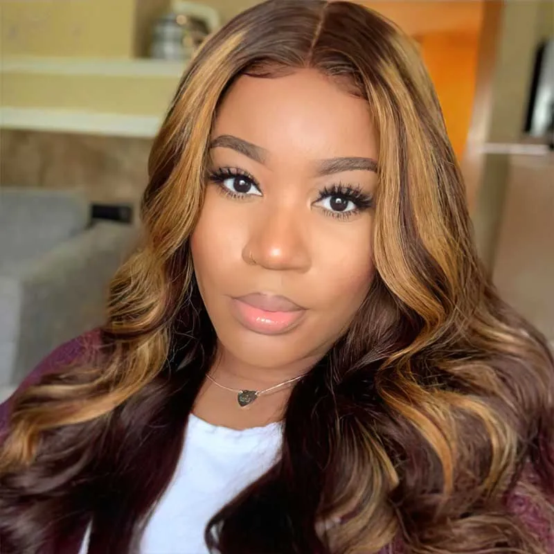 4/27 Highlight 4x4 5x5 6x6 Glueless Lace Closure Wigs Ashimary Body Wave Wigs Virgin Hair