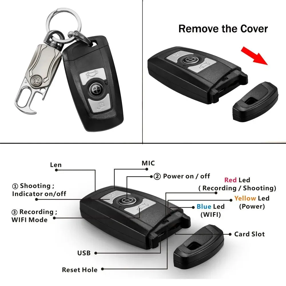 4K UHD Car Key Remote Spy Camera