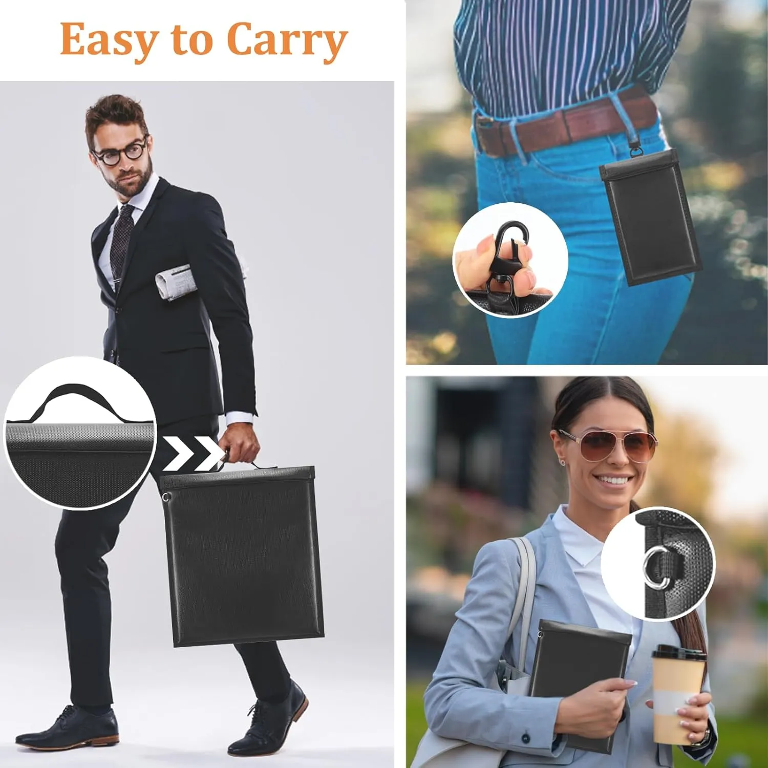 5-Pack EMP Proof Faraday Bags for Laptops, Tablets, Phones & Car Keys – Anti-Tracking Faraday Cage with Handle, Key Fob Protector for Security (5 pcs)