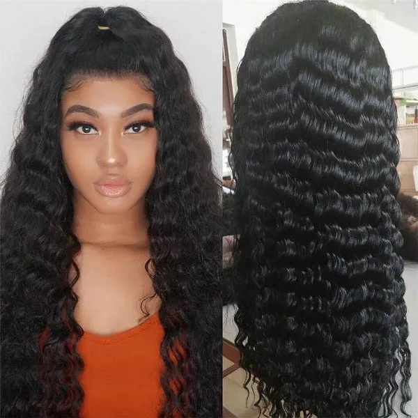 5x5 HD Lace Wigs Deep Wave 100% Human Hair Preplucked Lace Closure Wigs