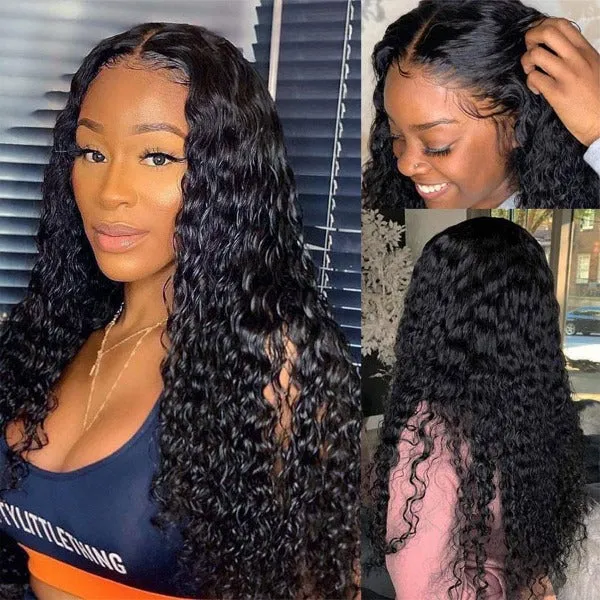 5x5 HD Lace Wigs Deep Wave 100% Human Hair Preplucked Lace Closure Wigs
