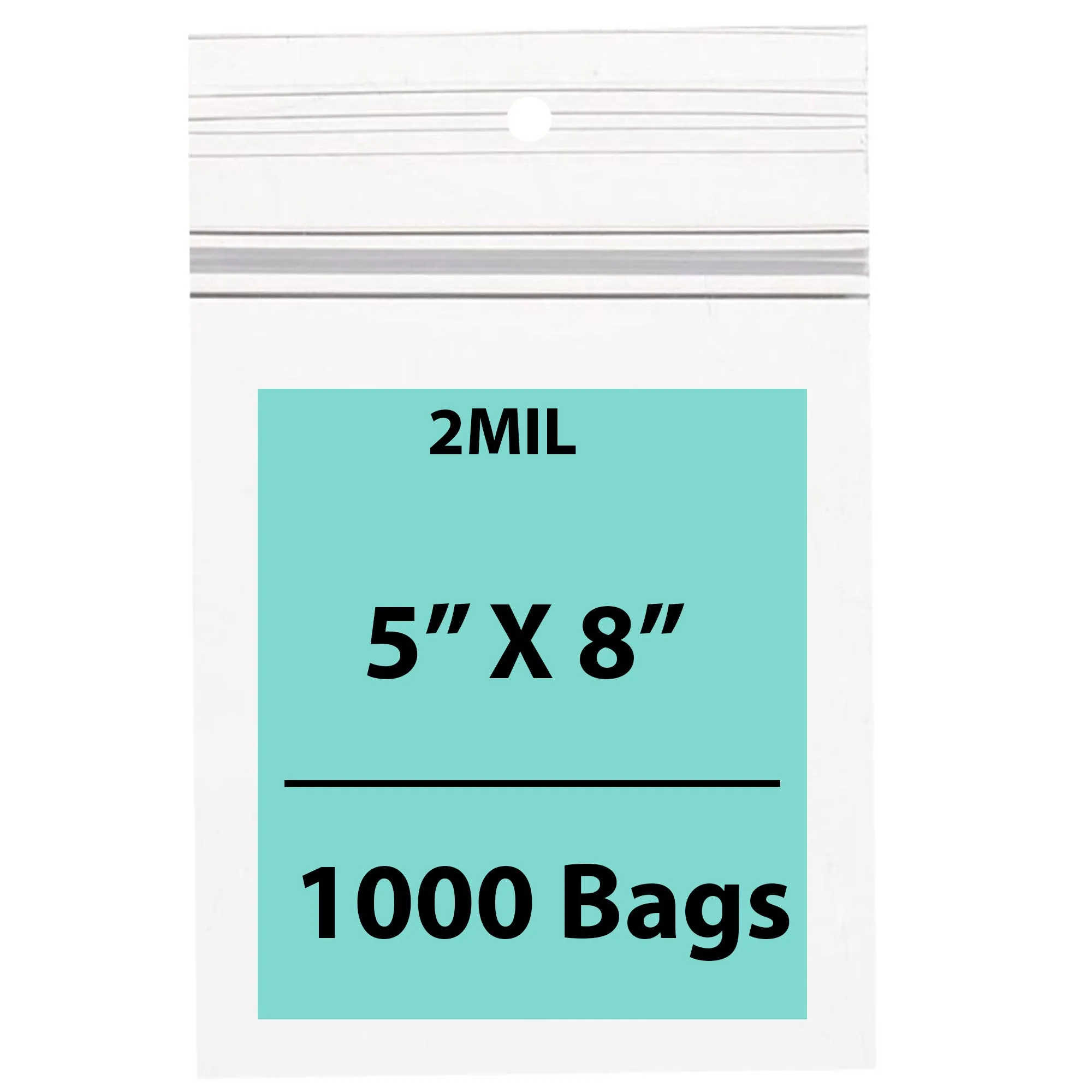 5X8 Inches Polypropylene ZipLock Bags W/ Hang Hole 2 Mil Clear