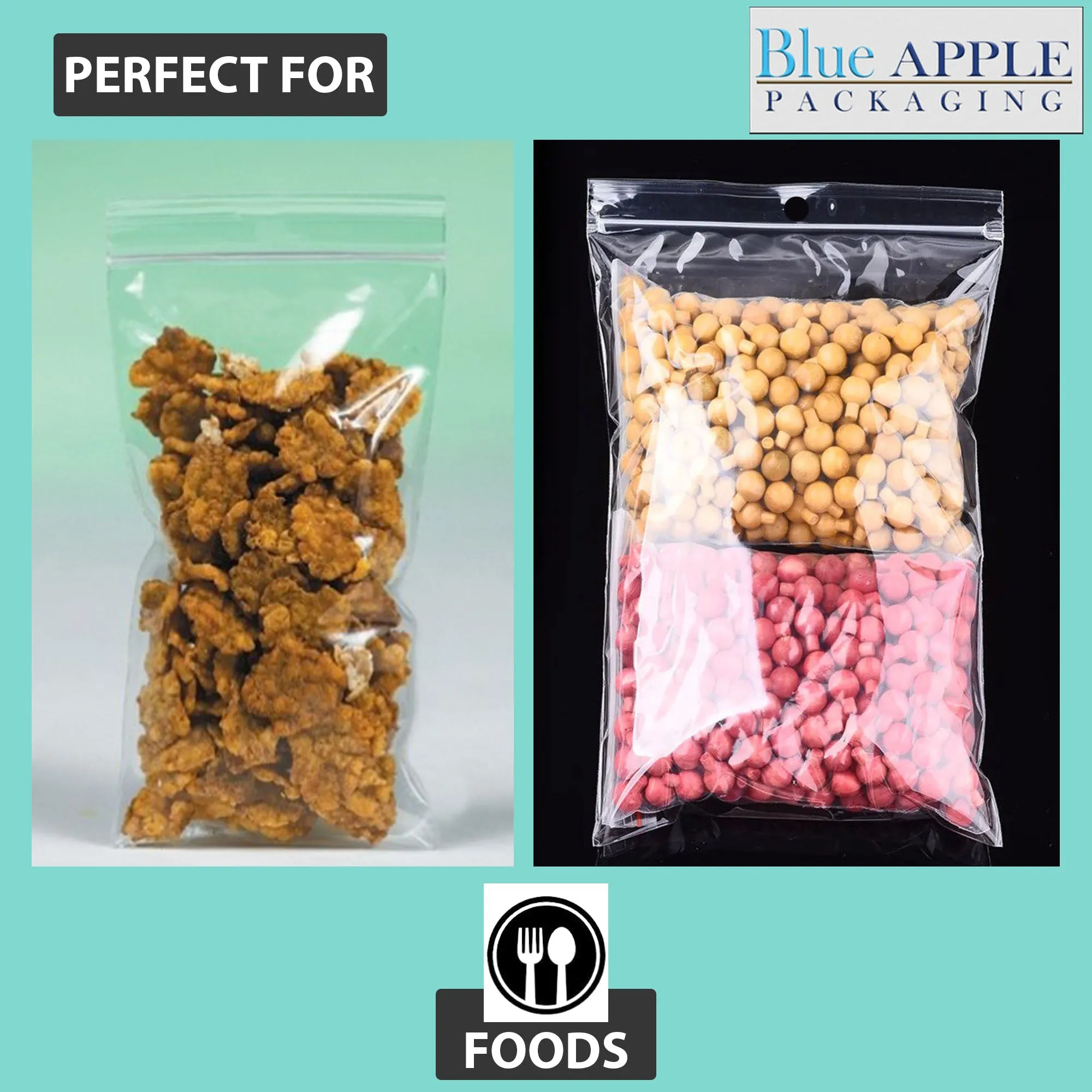 5X8 Inches Polypropylene ZipLock Bags W/ Hang Hole 2 Mil Clear