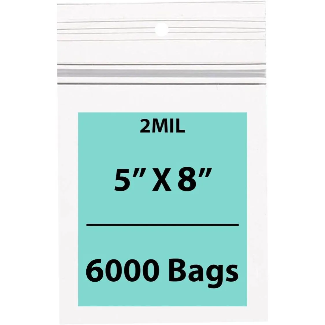 5X8 Inches Polypropylene ZipLock Bags W/ Hang Hole 2 Mil Clear