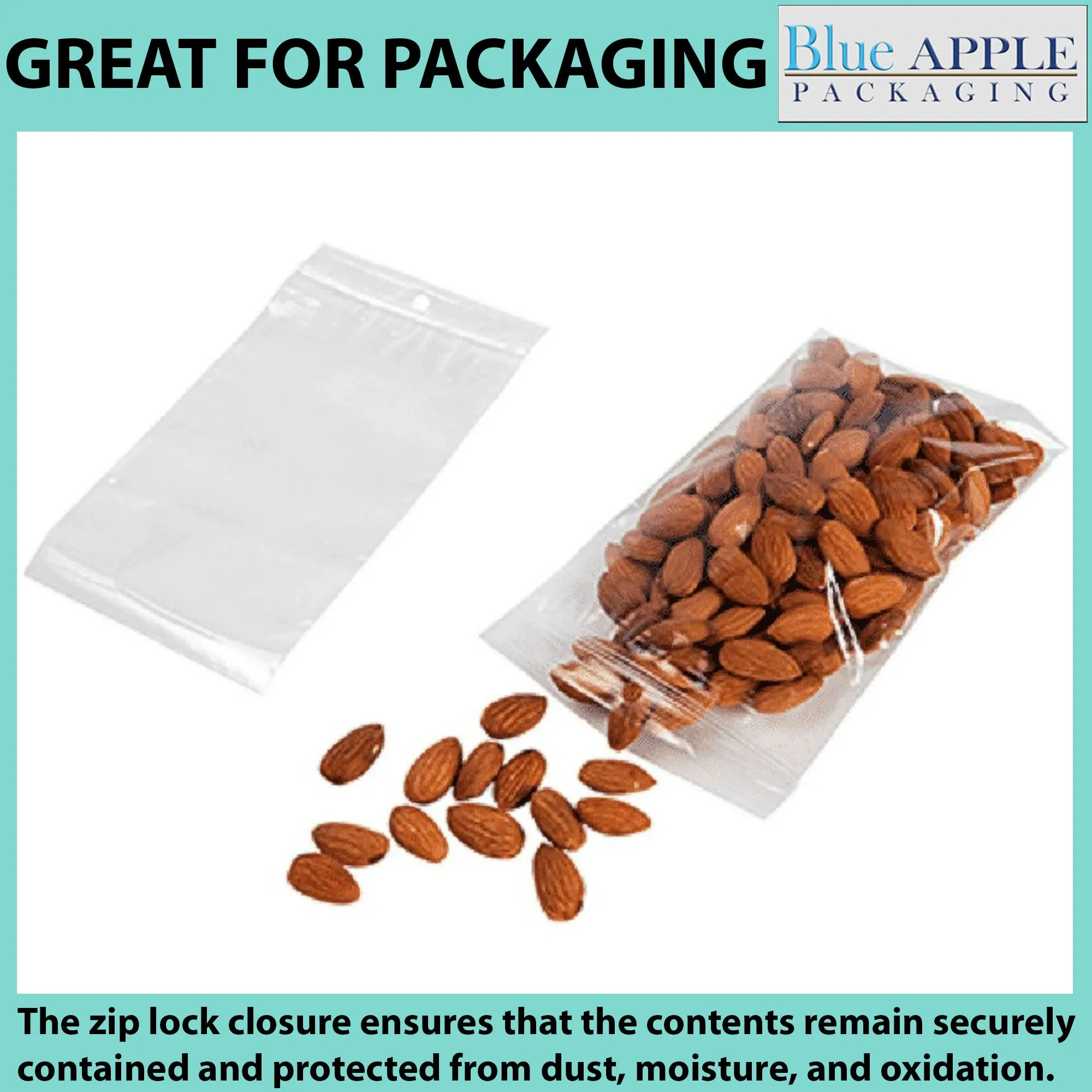 5X8 Inches Polypropylene ZipLock Bags W/ Hang Hole 2 Mil Clear
