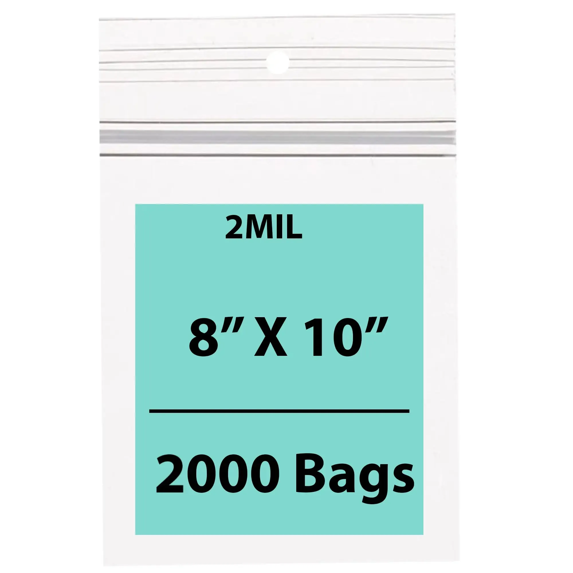 8X10 Inches Polypropylene ZipLock Bags W/ Hang Hole 2 Mil Clear