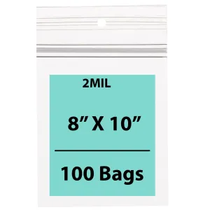 8X10 Inches Polypropylene ZipLock Bags W/ Hang Hole 2 Mil Clear