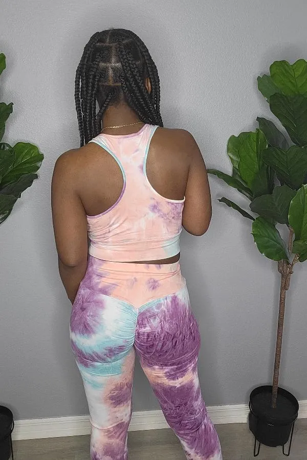 Active Wear Tye Dye Set (Pink/Purple)