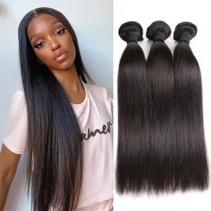 Alipop Hair Straight Wig 3 Bundles Pony Tail Weave 100% Unprocessed Human Hair
