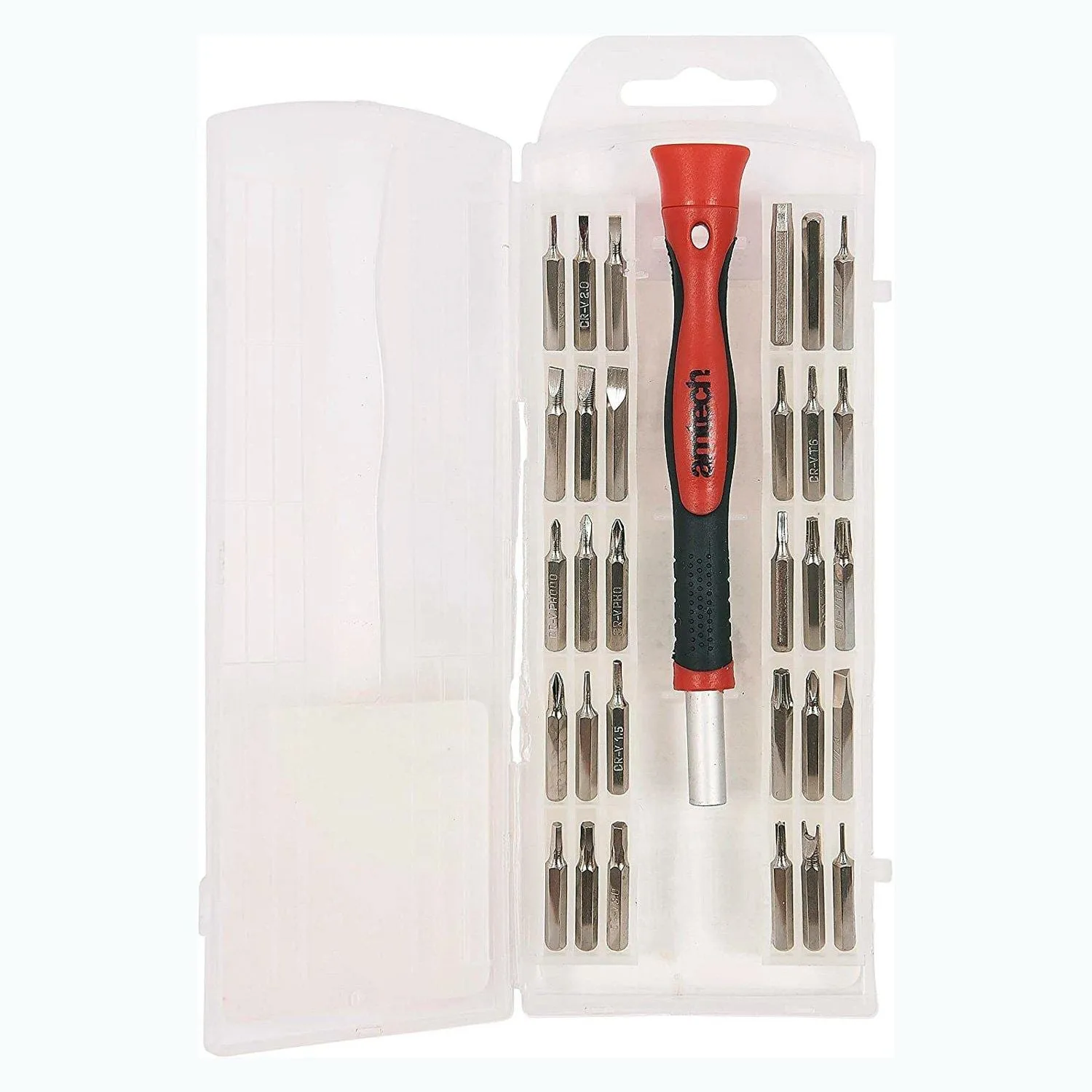 AMTECH 31PC PRECISION SCREWDRIVER & BIT SET SLOTTED TORX PHILLIPS HEX STAR  CASE