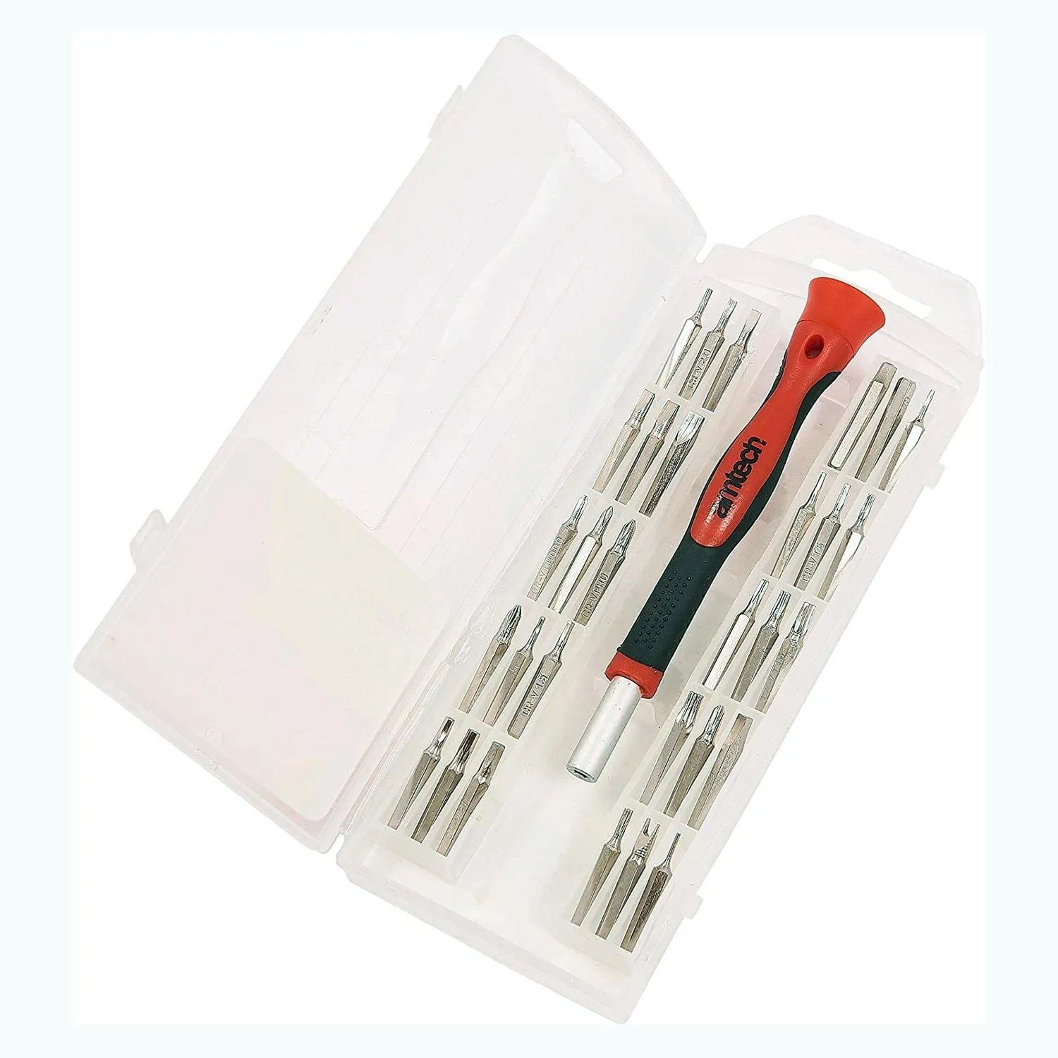 AMTECH 31PC PRECISION SCREWDRIVER & BIT SET SLOTTED TORX PHILLIPS HEX STAR  CASE