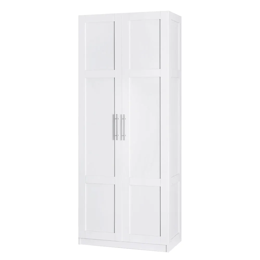 Artiss 2 Door Wardrobe Bedroom Cupboard Closet Storage Cabinet Organiser White