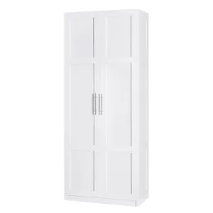 Artiss 2 Door Wardrobe Bedroom Cupboard Closet Storage Cabinet Organiser White