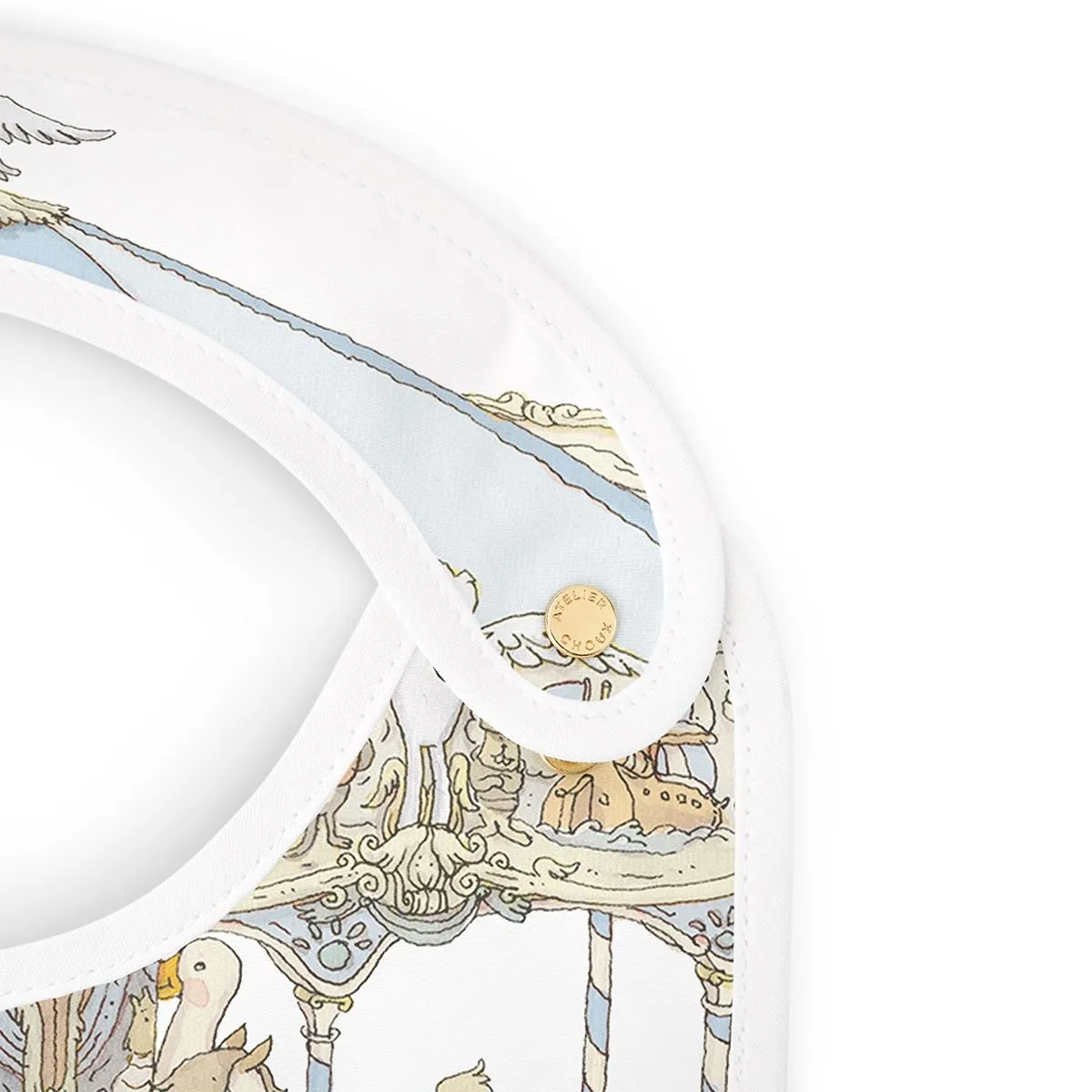 Atelier Choux Paris Organic Cotton Carrés & Bib Gift Set, Carousel Blue