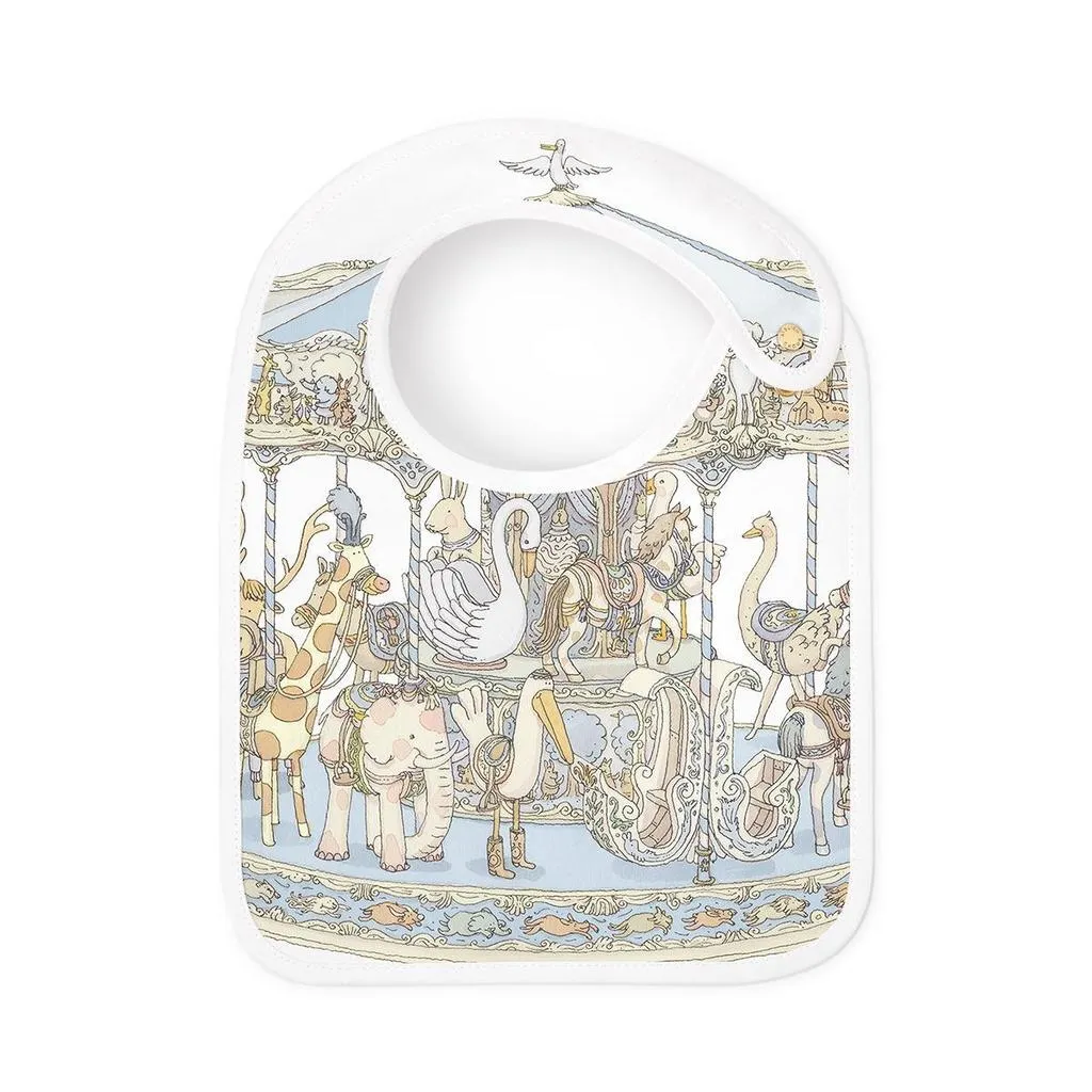 Atelier Choux Paris Organic Cotton Carrés & Bib Gift Set, Carousel Blue