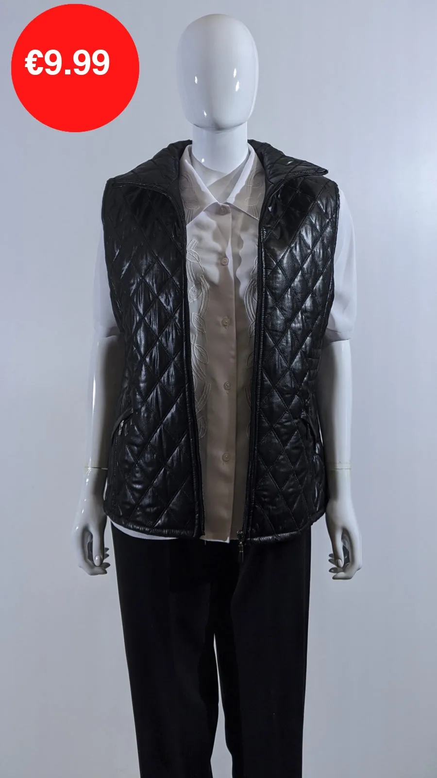 Black Diamond Quilted Waistcoat with Zipped Pockets