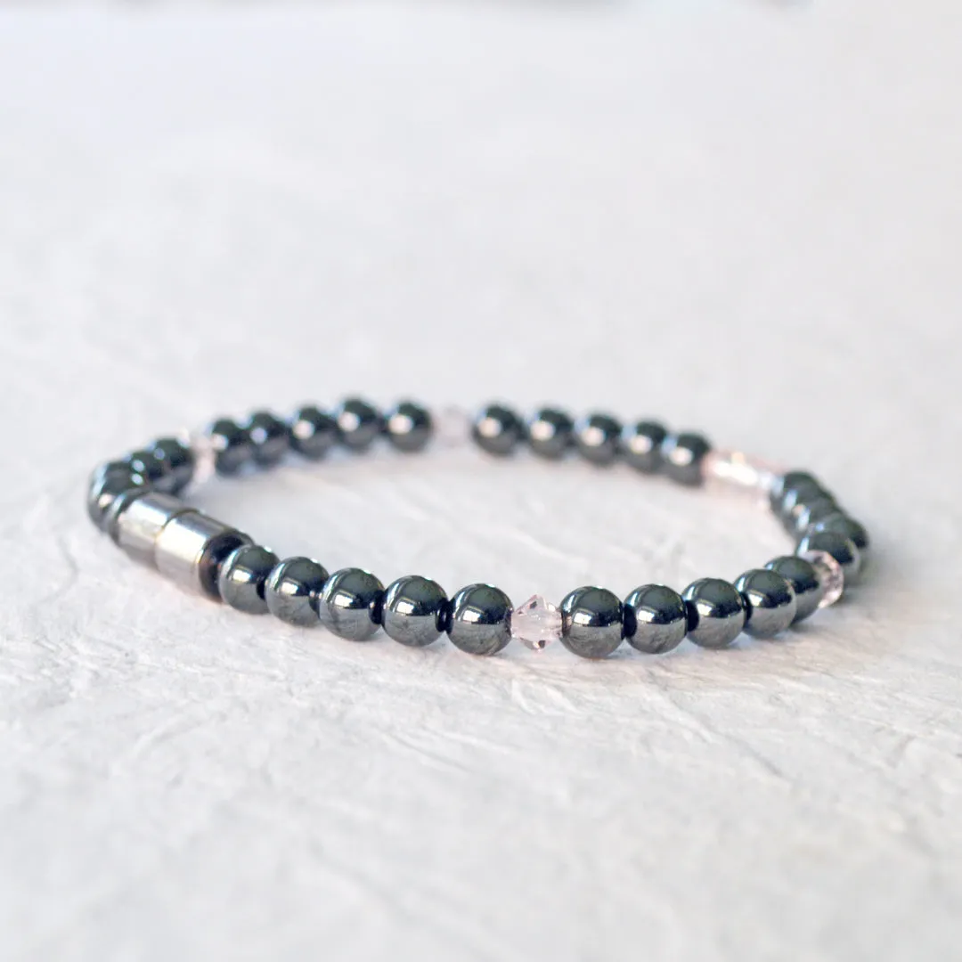 Black Hematite & Pink Crystal Magnetic Pain Relief Bracelet