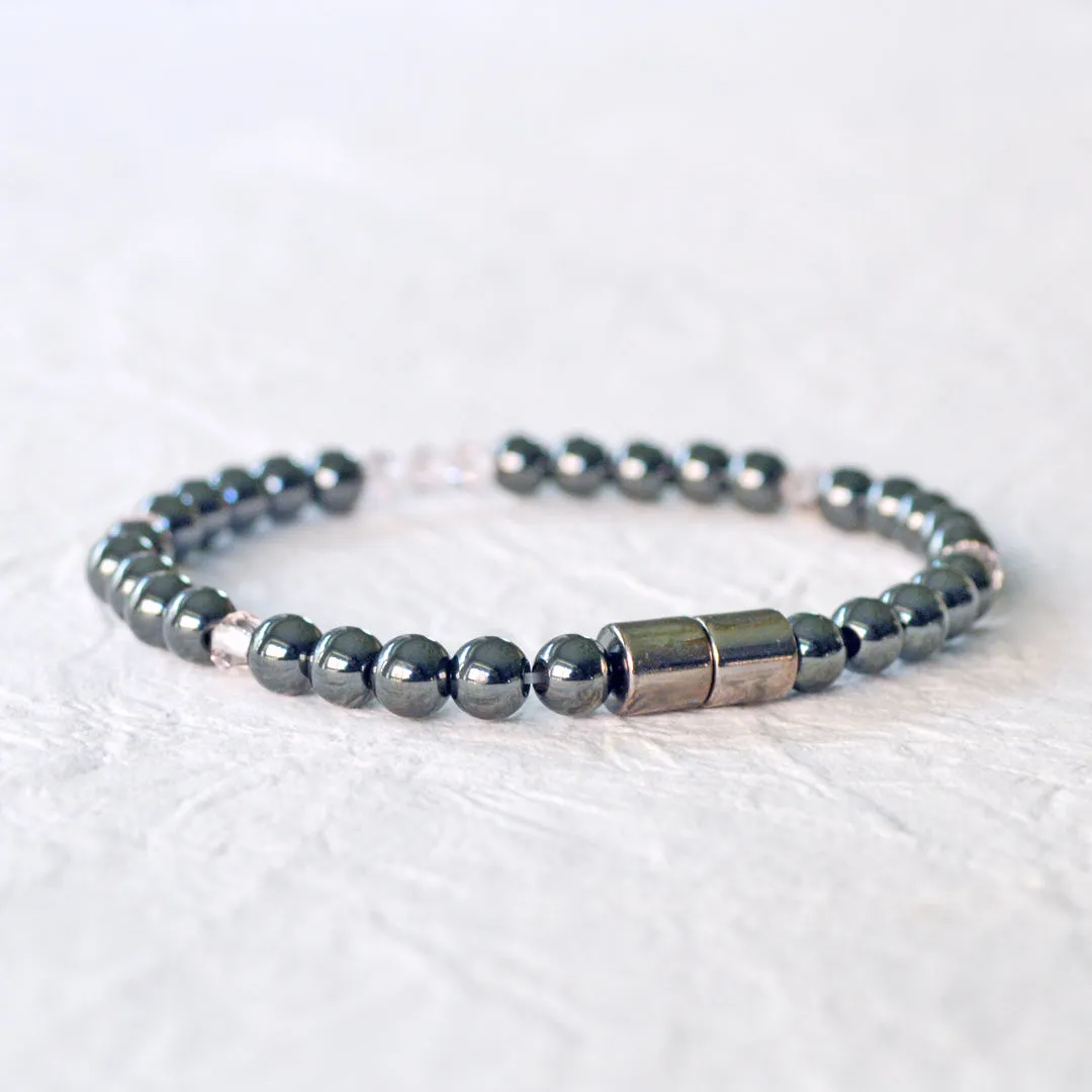 Black Hematite & Pink Crystal Magnetic Pain Relief Bracelet