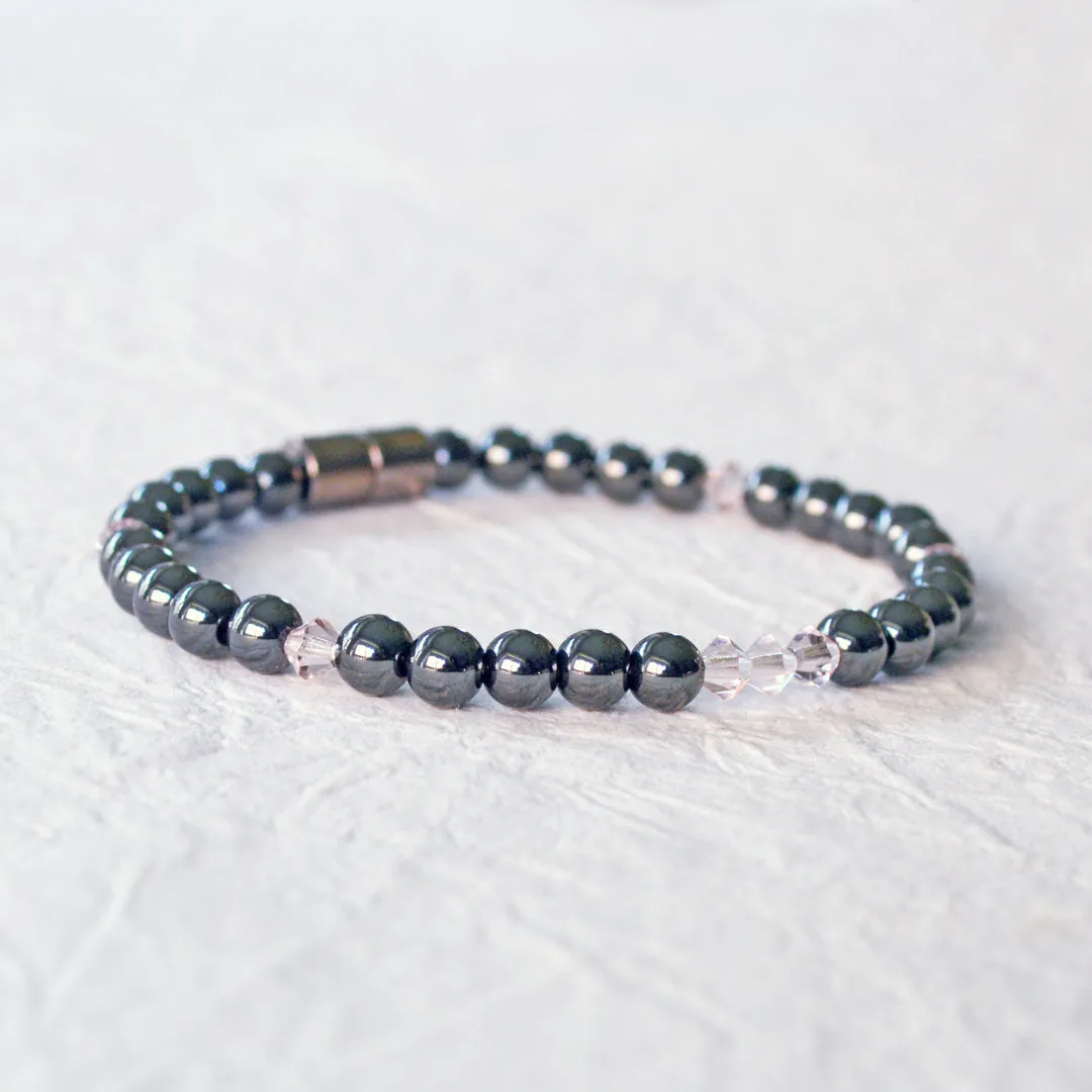 Black Hematite & Pink Crystal Magnetic Pain Relief Bracelet
