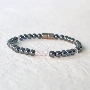 Black Hematite & Pink Crystal Magnetic Pain Relief Bracelet