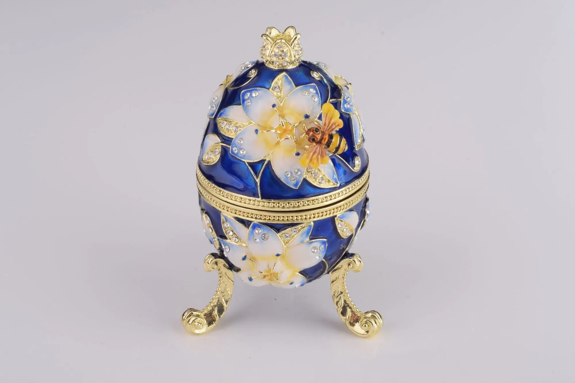 Blue Easter Egg with Bee & Flowers