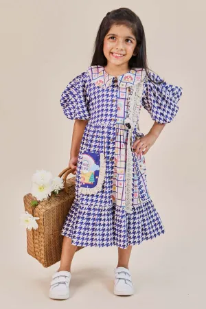 Blue Print Flared Midi Dress