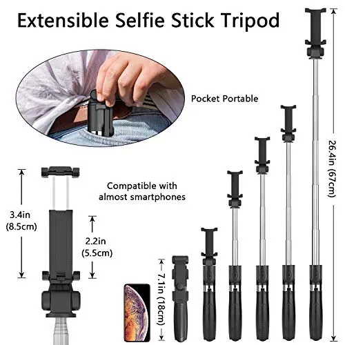 Bluetooth Selfie Stick Tripod,PEYOU Extendable Phone Tripod Stand with Wireless Remote, Tripod Stand Selfie Stick Compatible for iPhone 11/11 Pro/XS Max/XS/XR/X/8/7 Plus, Galaxy S9 S8 Note 9 8,Google