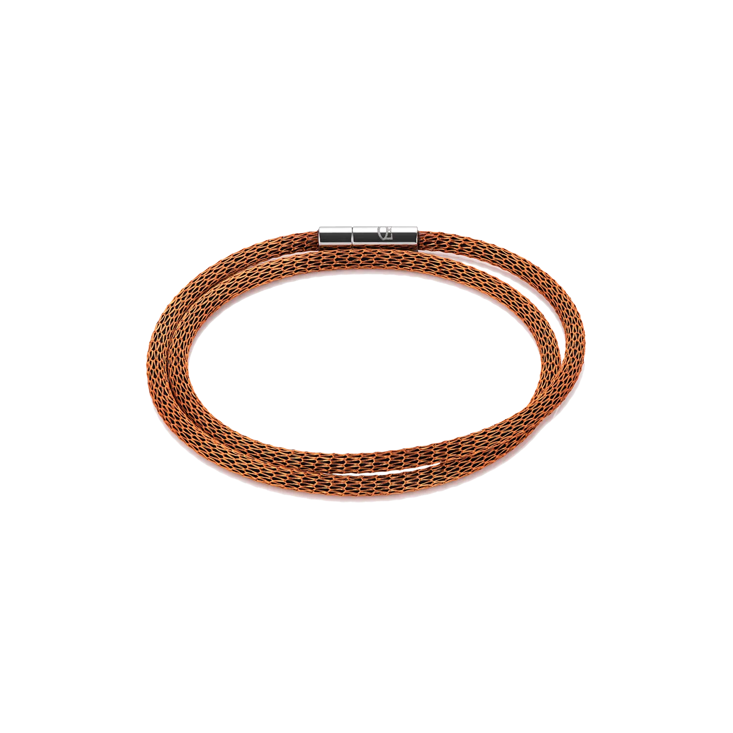 Bracelet mesh silver-coated and enamelled orange