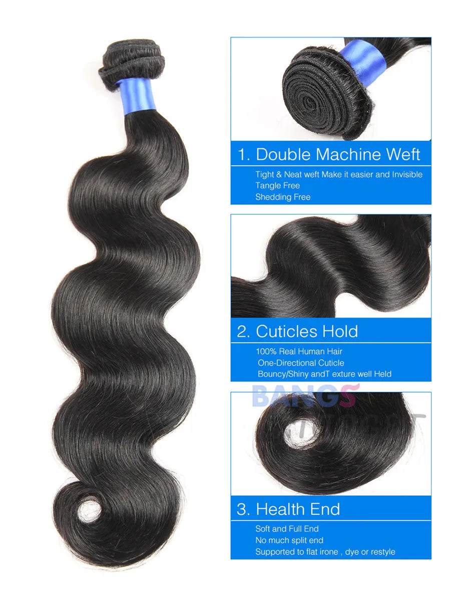 Brazilian Virgin Hair 3 Bundles With Closure Body Wave