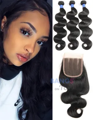 Brazilian Virgin Hair 3 Bundles With Closure Body Wave