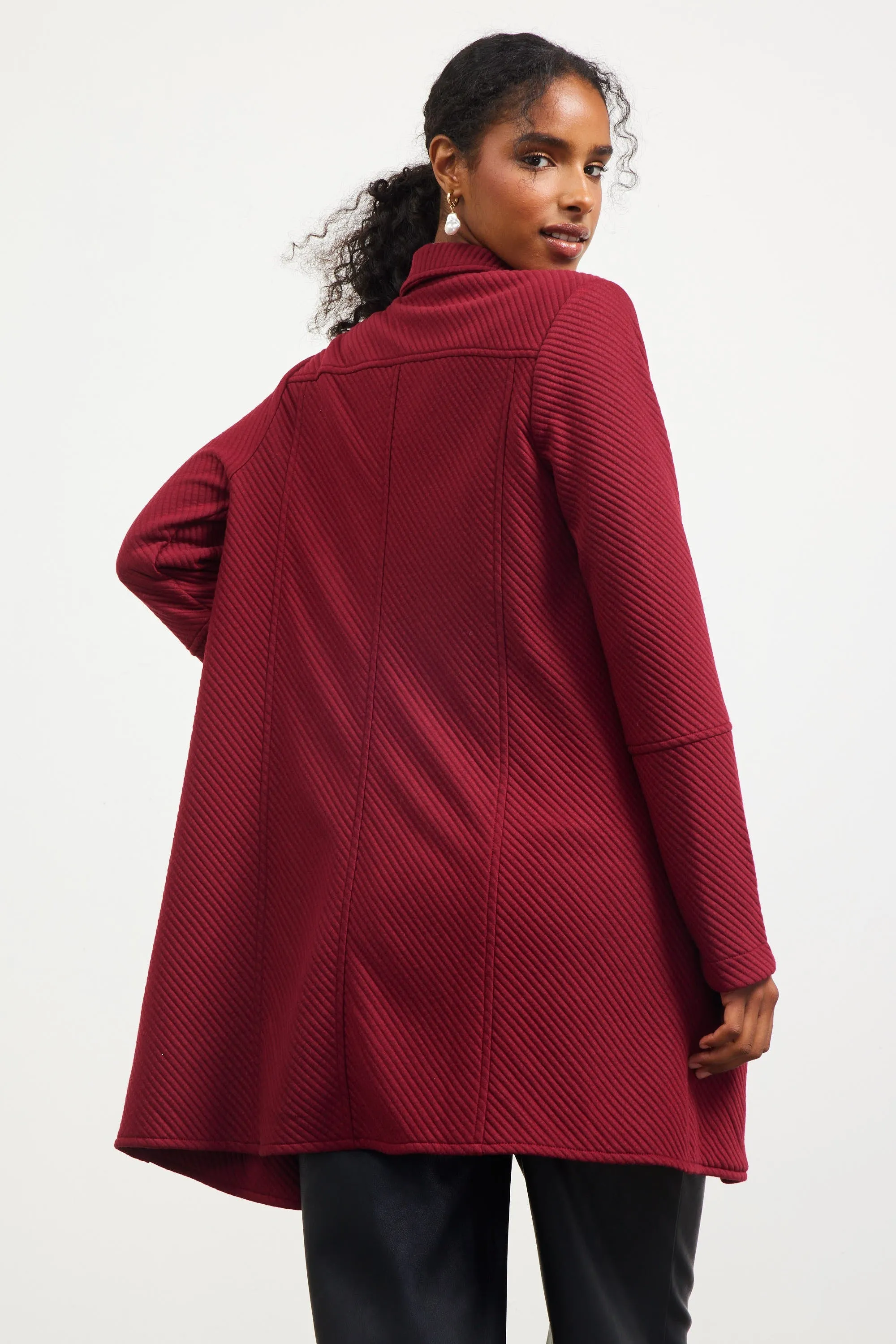 Burgundy Quilted Cardigan - XS