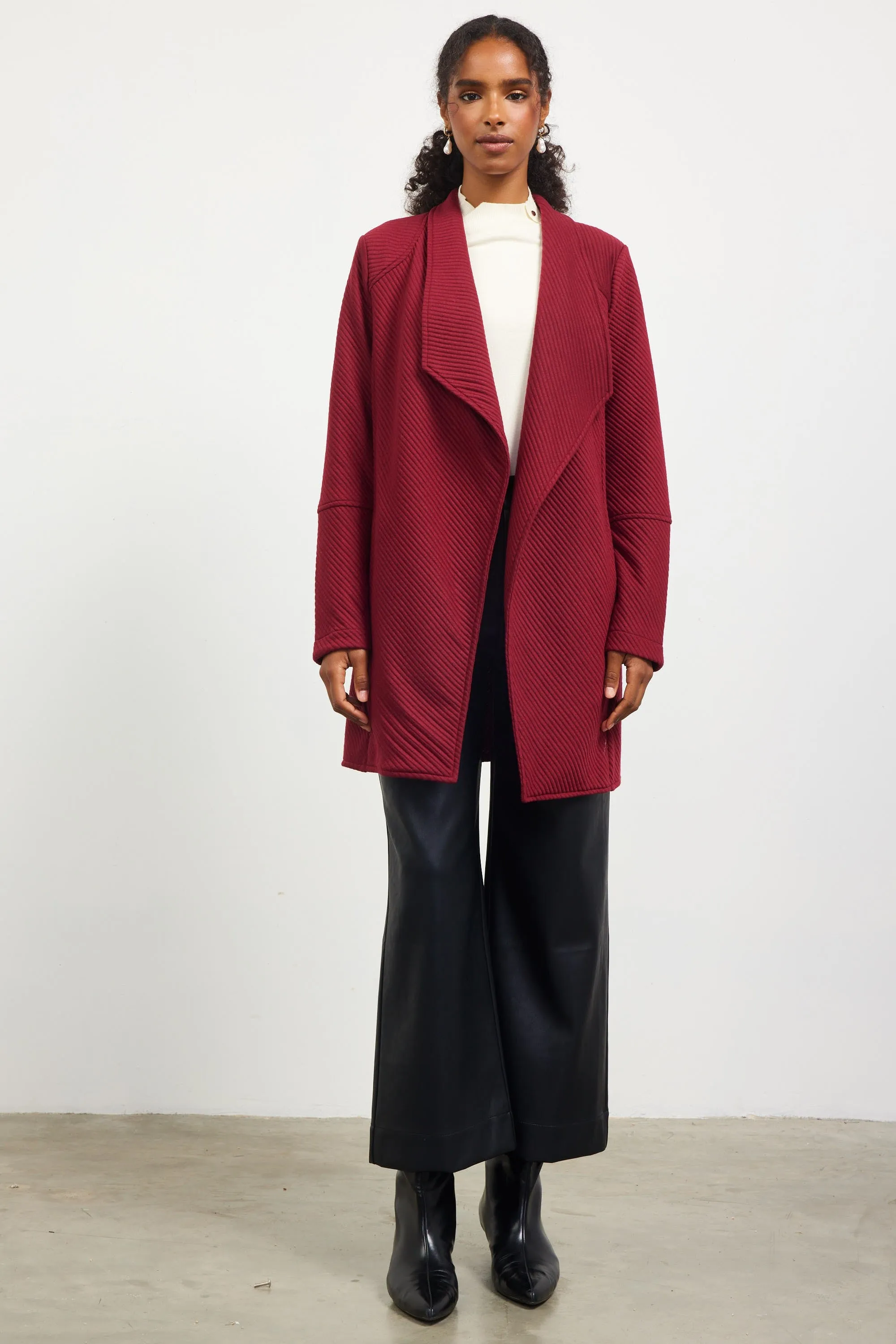 Burgundy Quilted Cardigan - XS
