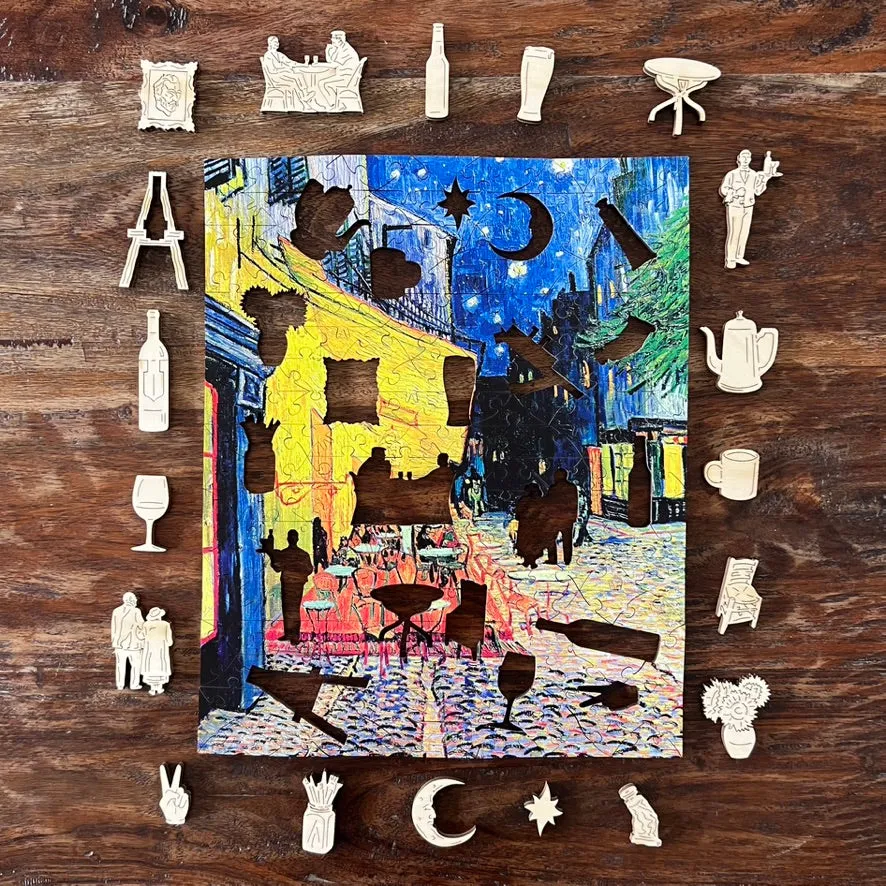Café Terrace at Night 250pc Wooden Puzzle