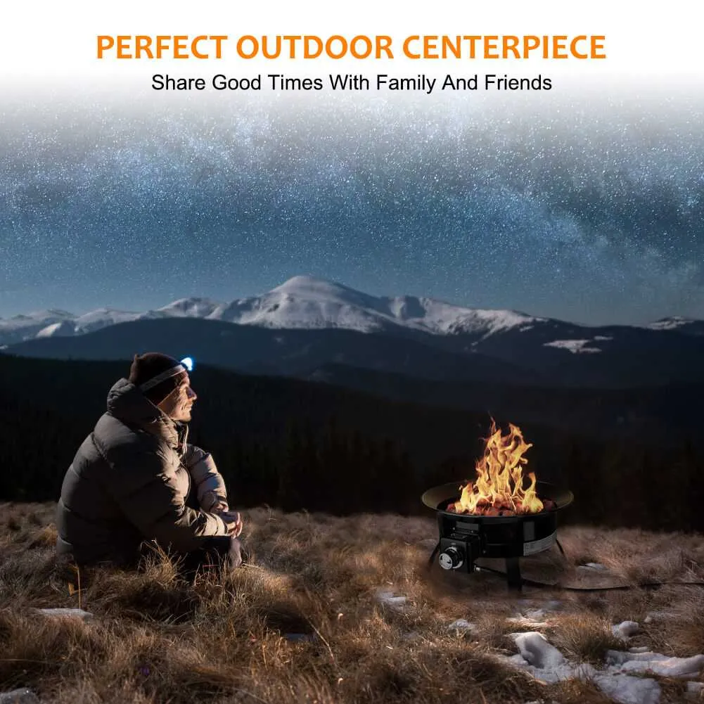 Camplux Outdoor Propane Fire Pit with Cover and Carry Kit, Auto-Ignition