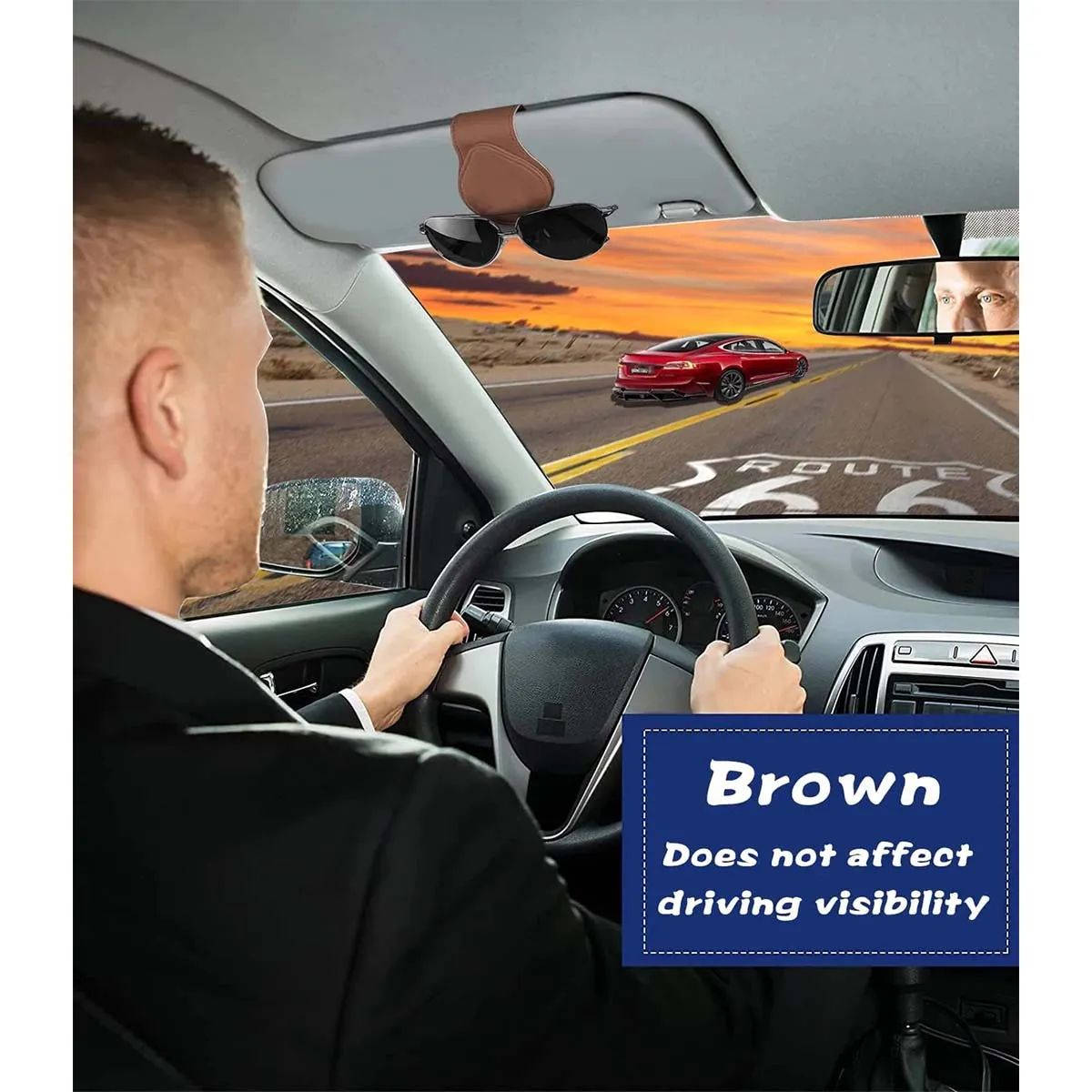 Car Sunglasses Holder, Custom Fit For Your Cars, Magnetic Leather Glasses Frame 2024 Update VE13995