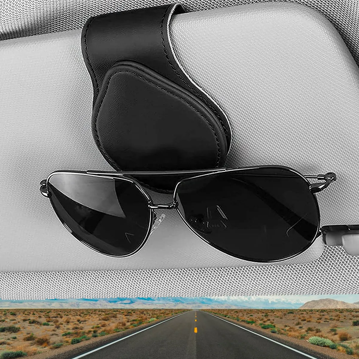 Car Sunglasses Holder, Custom Fit For Your Cars, Magnetic Leather Glasses Frame 2024 Update VE13995