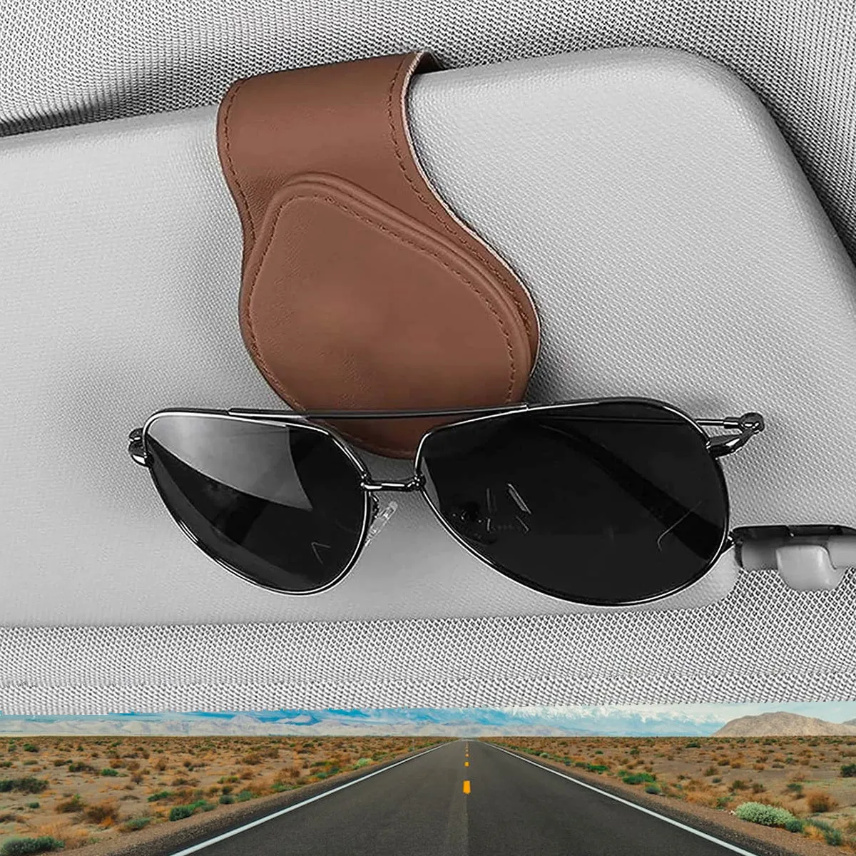 Car Sunglasses Holder, Custom Fit For Your Cars, Magnetic Leather Glasses Frame 2024 Update VE13995