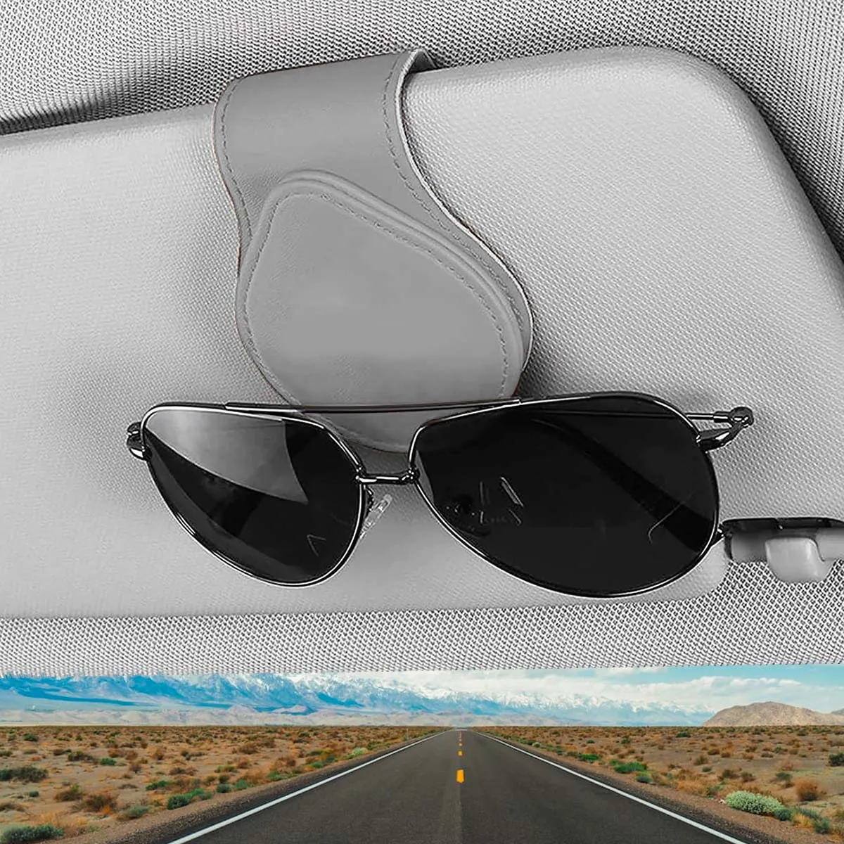 Car Sunglasses Holder, Custom Logo For Your Cars, Magnetic Leather Glasses Frame 2024 Update CA13995