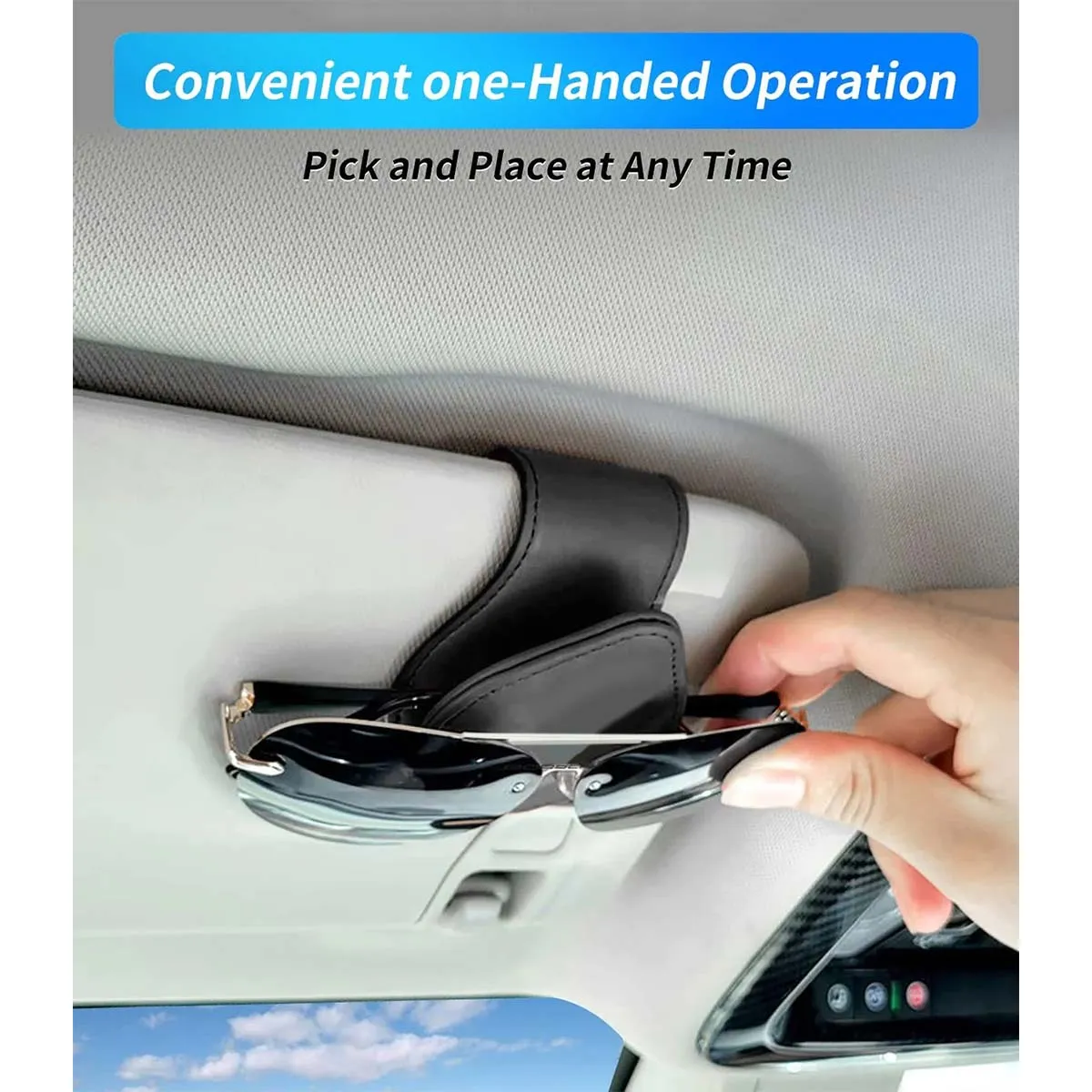 Car Sunglasses Holder, Custom Logo For Your Cars, Magnetic Leather Glasses Frame 2024 Update CA13995