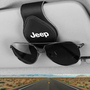 Car Sunglasses Holder, Custom Logo For Your Cars, Magnetic Leather Glasses Frame 2024 Update JE13995