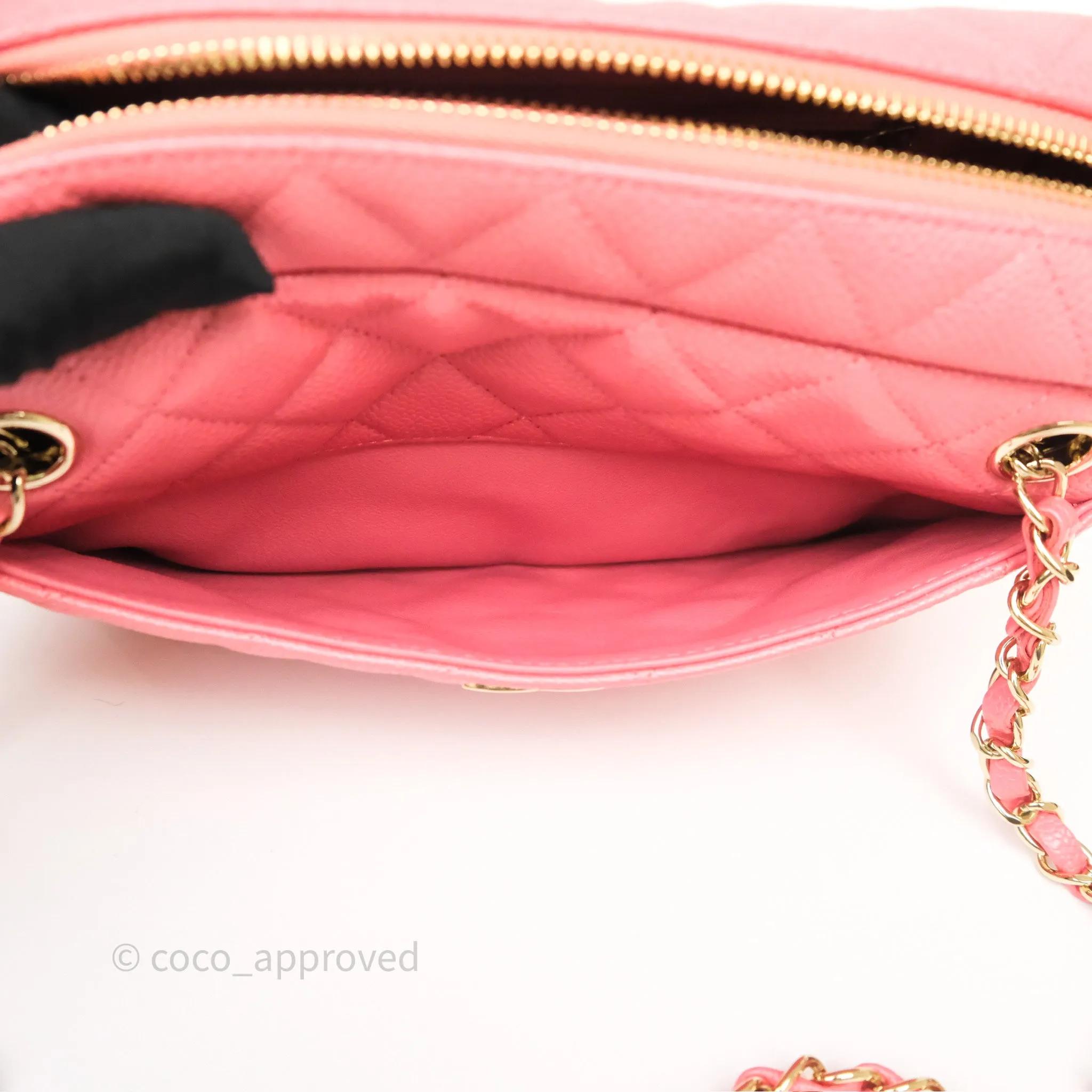 Chanel Camera Case Quilted Pink Shiny Caviar Gold Hardware