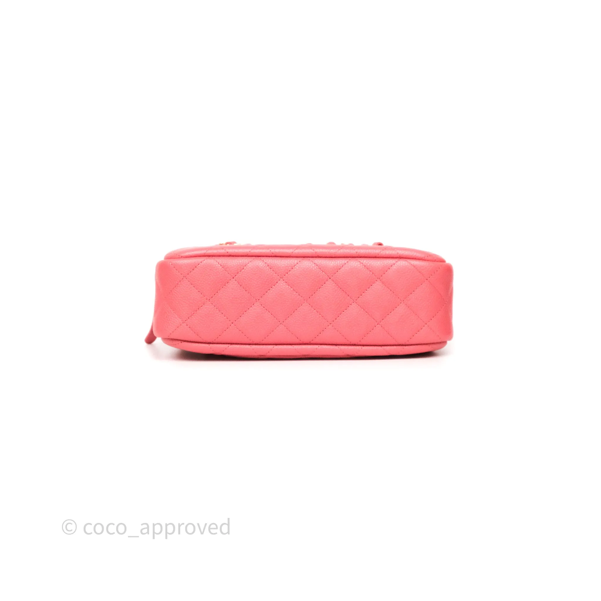 Chanel Camera Case Quilted Pink Shiny Caviar Gold Hardware