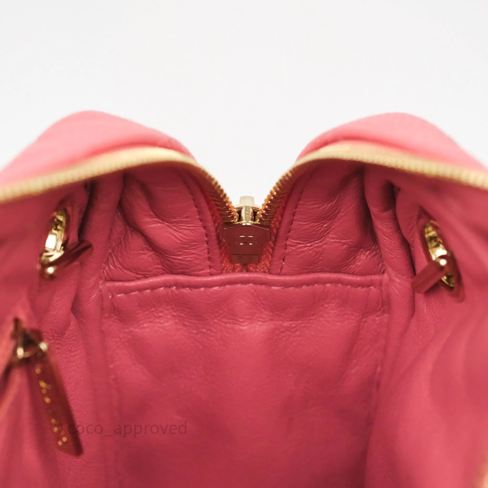 Chanel Camera Case Quilted Pink Shiny Caviar Gold Hardware